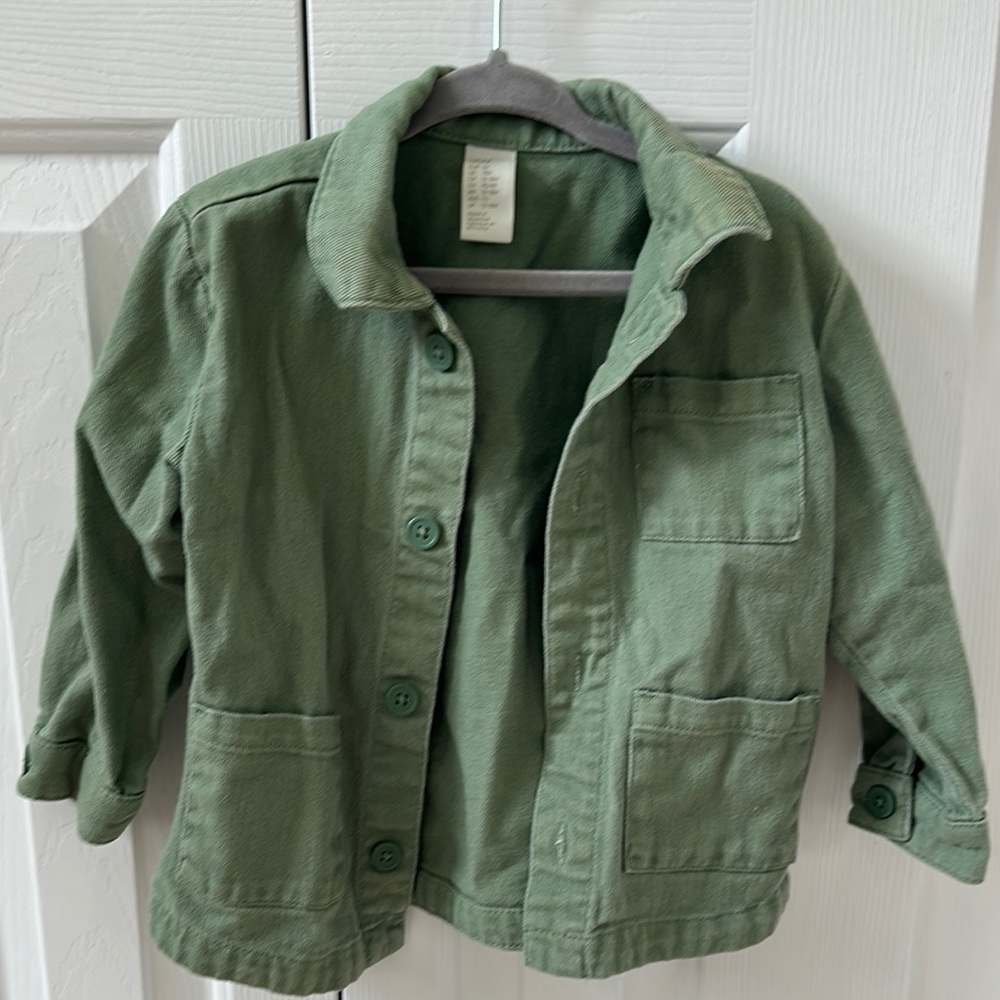 H&M Green Jean Jacket with Relaxed Boxy Fit